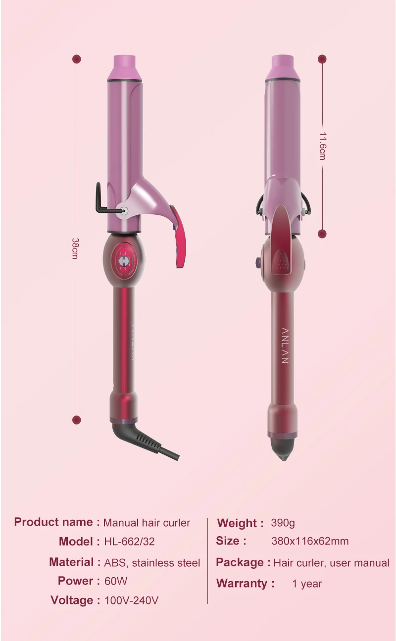 Modelador de Cabelo Temperatura do Cabelo Anlan Manual Aquecimento Rápido Nível 6 Vacilar Curling Ferro Moda Ferramentas Estilo Ptc 60s 11 Curling Irons
