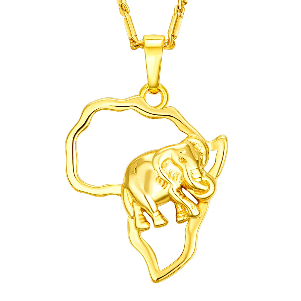 

Africa Elephant Necklace Silver/Gold Color Trendy African Map Necklaces & Pendants For Men/Women Fashion Jewelry Gift