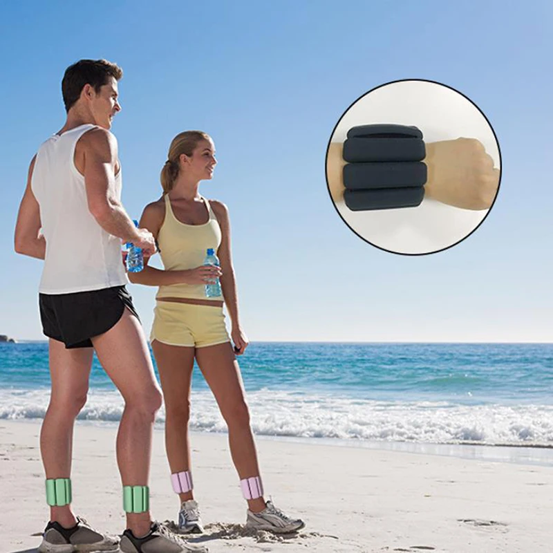 

2pcs Silicone Yoga Running Weighted Bracelet Training Exercise Sports Strap Sand Bag Fitness Fitness Energy Wristband