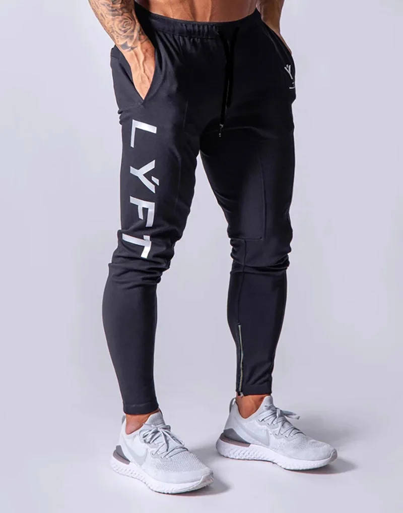 

New Sports Pants Men Running Training Pure Cotton Slim Chaps Lace-up Casual Trousers