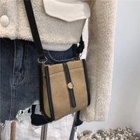 ladies style mini bucket bag handbags canvas pu leather messenger bag fashion purses mobile phone bag travel bag for women