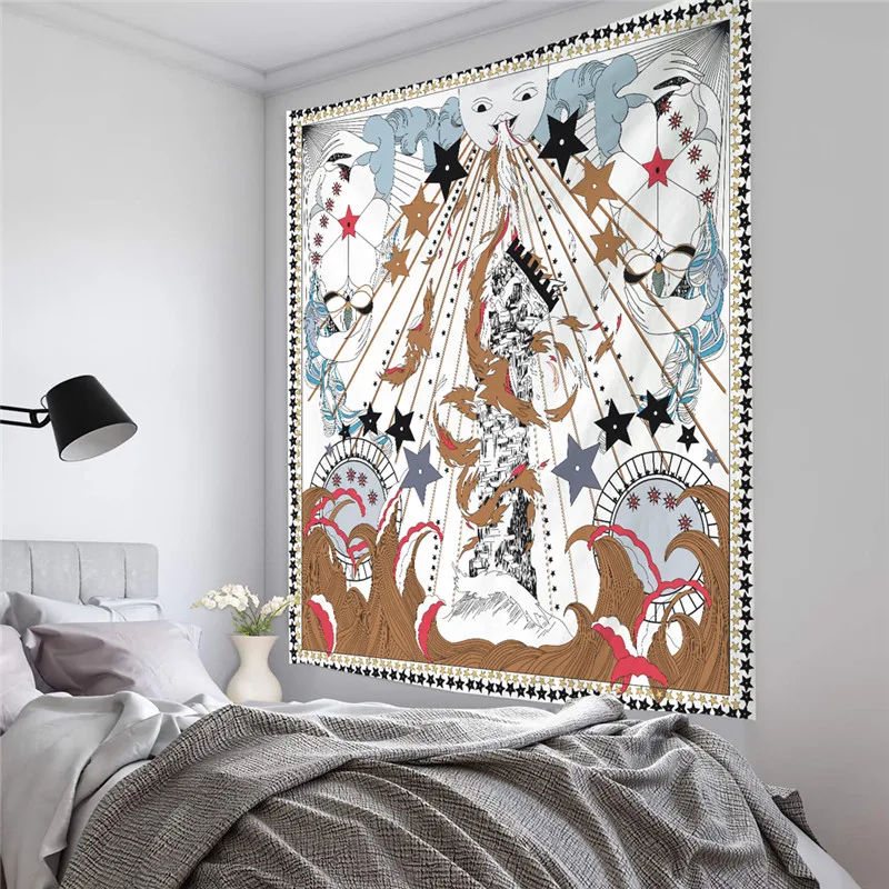 Sun and Moon Boho Caro напечатанный гобелен настенная драпировка в стиле хиппи винтажный