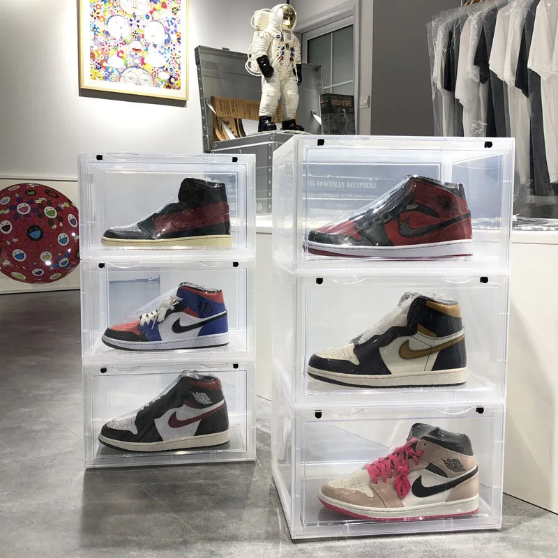 Прозрачная коробка для хранения ящиков обуви DIY собираемая комбинированная