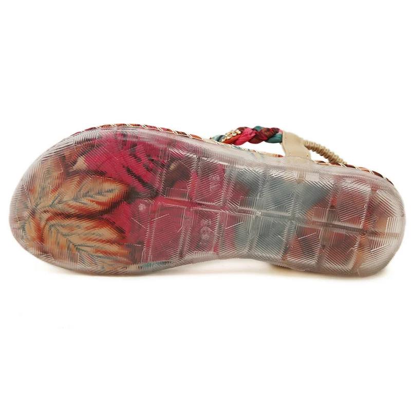 

Women Summer Sandals Bling Beading Plaftorm Wedges Shoes Woman Slid Slip-on Roman Flip Flops Size 147