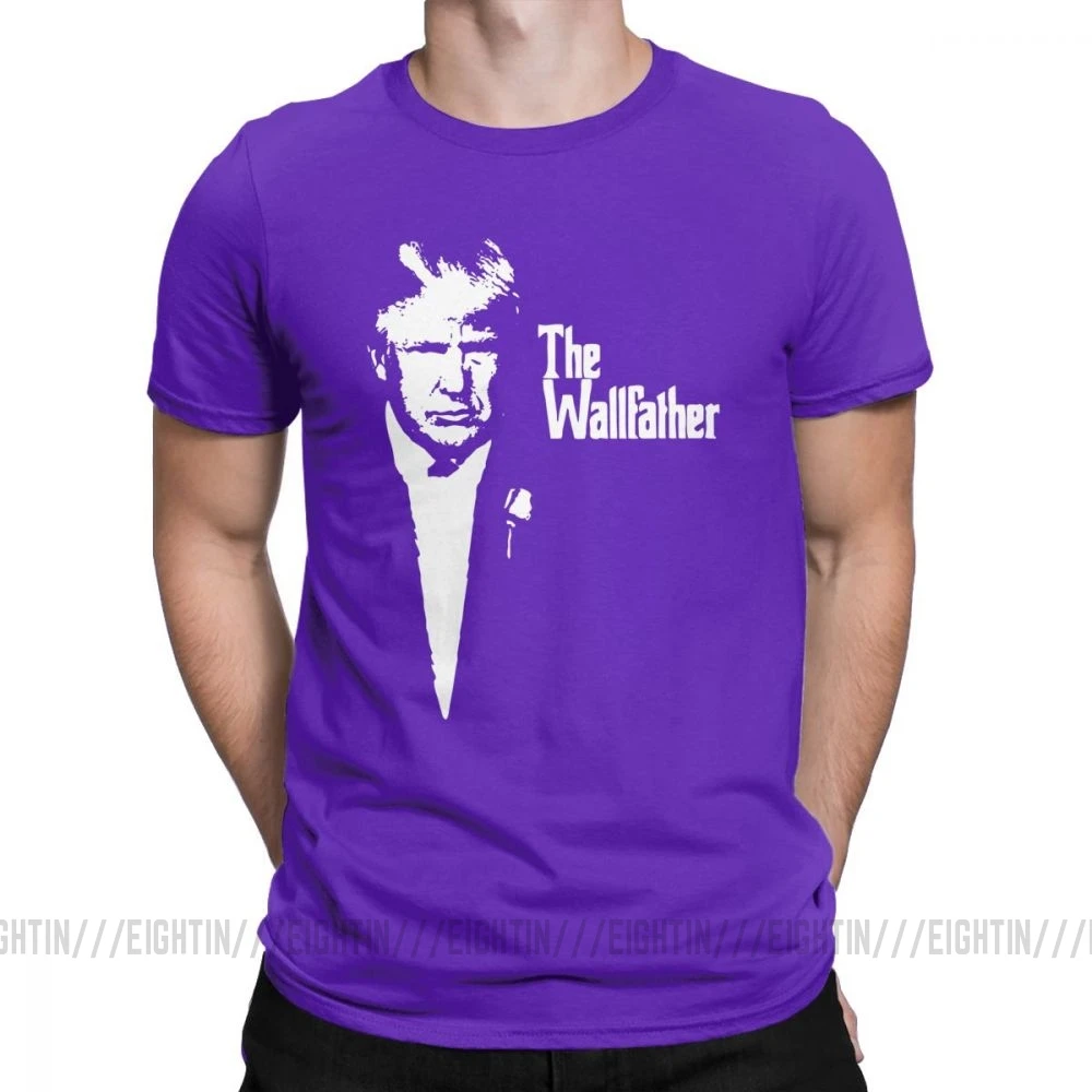 Trump The Wall Father Мужская футболка, винтажная очищенная хлопковая футболка с короткими рукавами, футболка с круглым вырезом, топы большого размера - Цвет: Фиолетовый