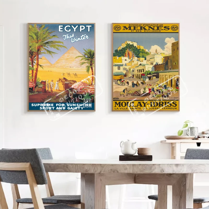 Египет на зиму Африканский пропагандистский винтажный постер для путешествий
