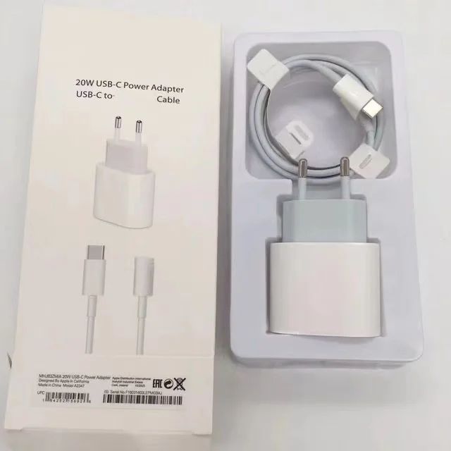 

5pcs Set AAAA 20W 2 in 1 Fast Charging PD Charger EU US Plug Chrger With Usb C Cable 1m For Iphone 12 pro max with new packing