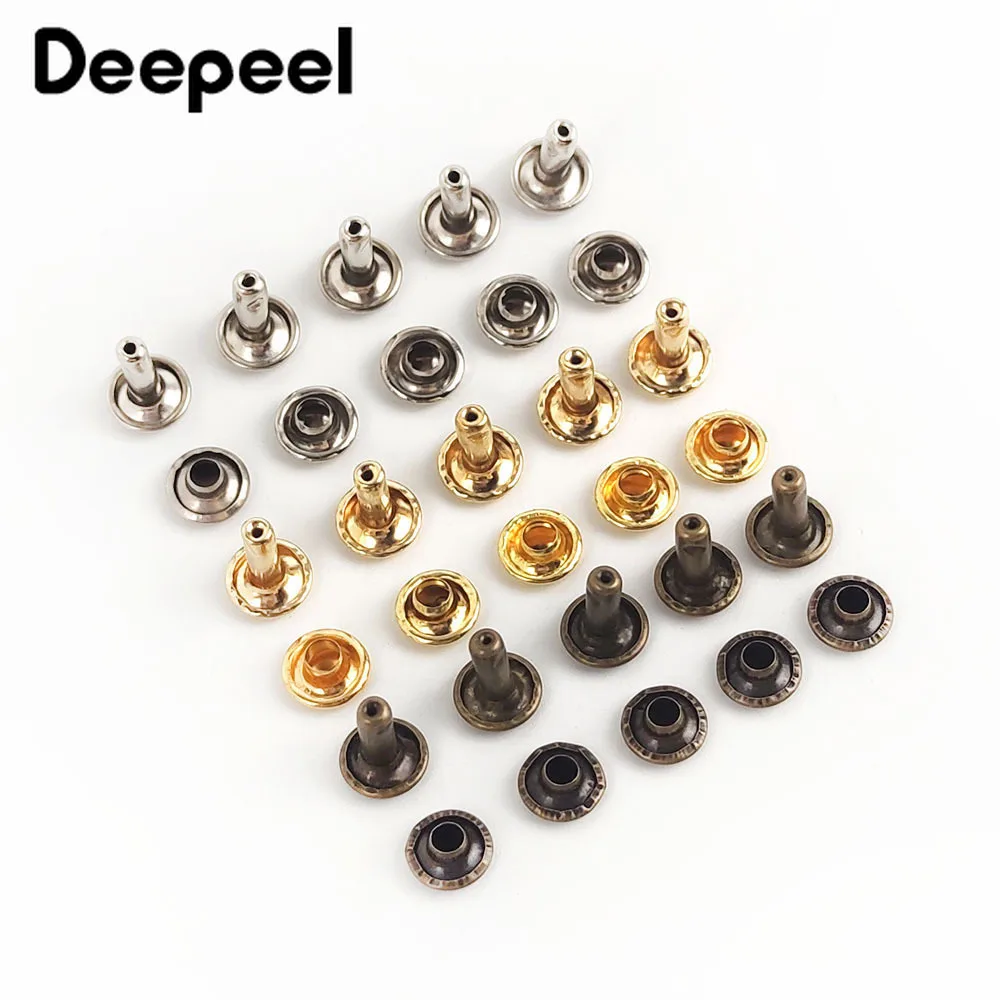 

Deepeel 50pcs Brass Nails Copper Button Double Rivet Buckle for Luggage Handbag Boots Shoes Leather Decorative DIY Accessories