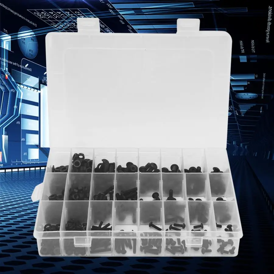 570 шт./компл. сажи Сталь шестигранный винт + гайка болт плоская шайба набор с 3 шт.