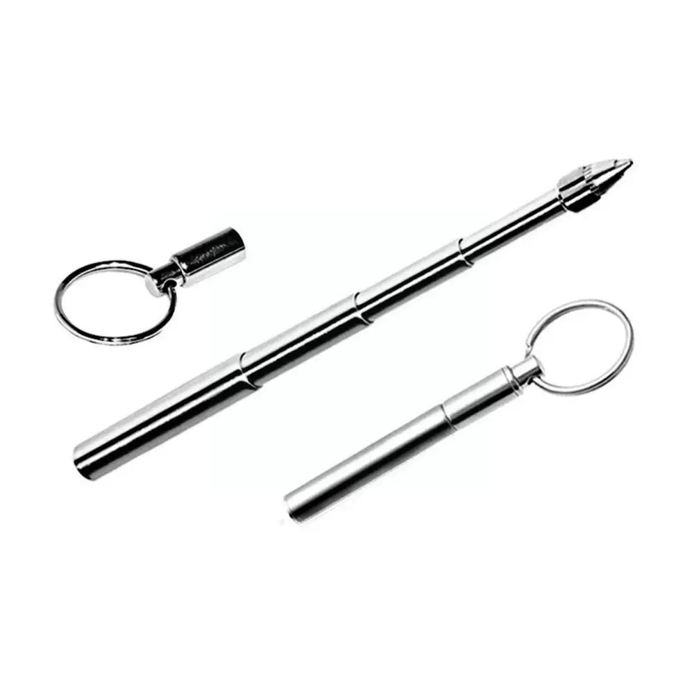 1pc Mini Metal Ring Steel Telescopic Pen Telescoping Chain Ball Point Tool E7e1 | Канцтовары для офиса и дома