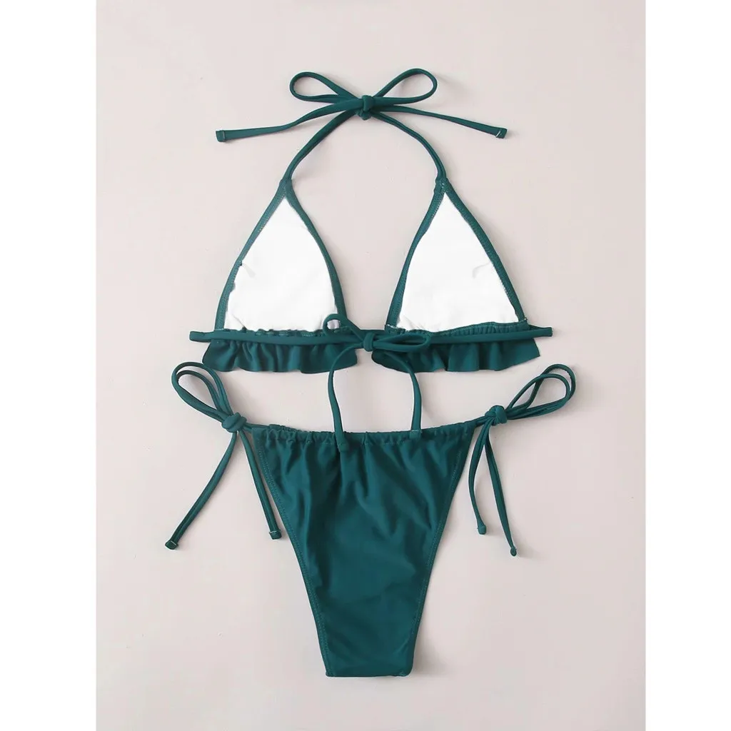 

Women Sexy Bandage Brazilian Bikini Sets Top Thong Bottom Set Summer Beach Push-Up Swimwear Ladies Lace Up Swimsuit Beachwear