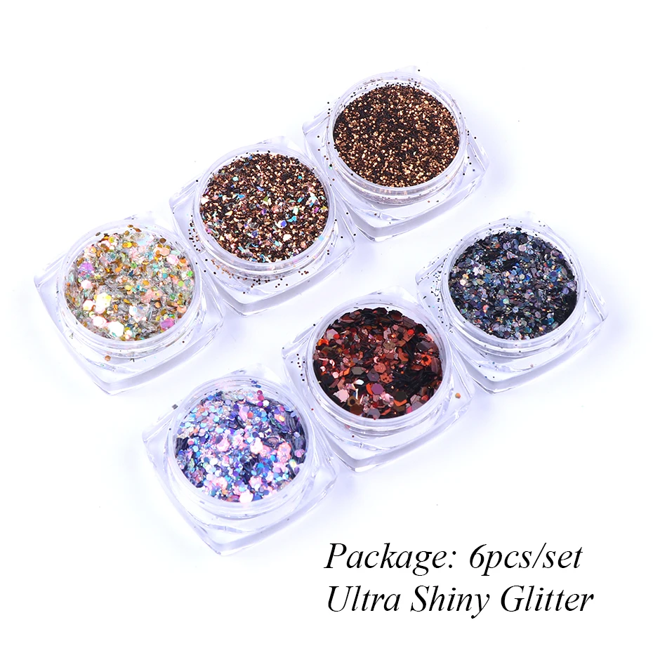 6 шт. разноцветные Блестки для ногтей|Блестки ногтей| |