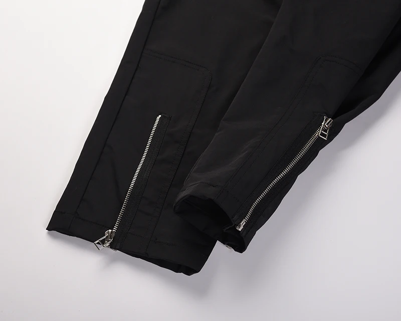 

Ankle Zipper Big Pockets Mens Cargo Pants High Streetwear Straight Black Baggy Track Pants Harajuku Drawstring Loose Trousers