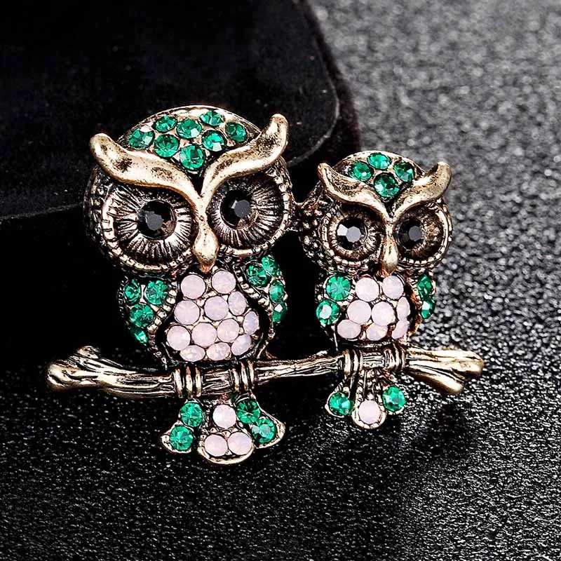 

Donia jewelry Cute Vintage Owl Brooch Men's and Girls' Clothes Accessories Pink Opal Rhinestone Brooch Bouquet Hat Accessories