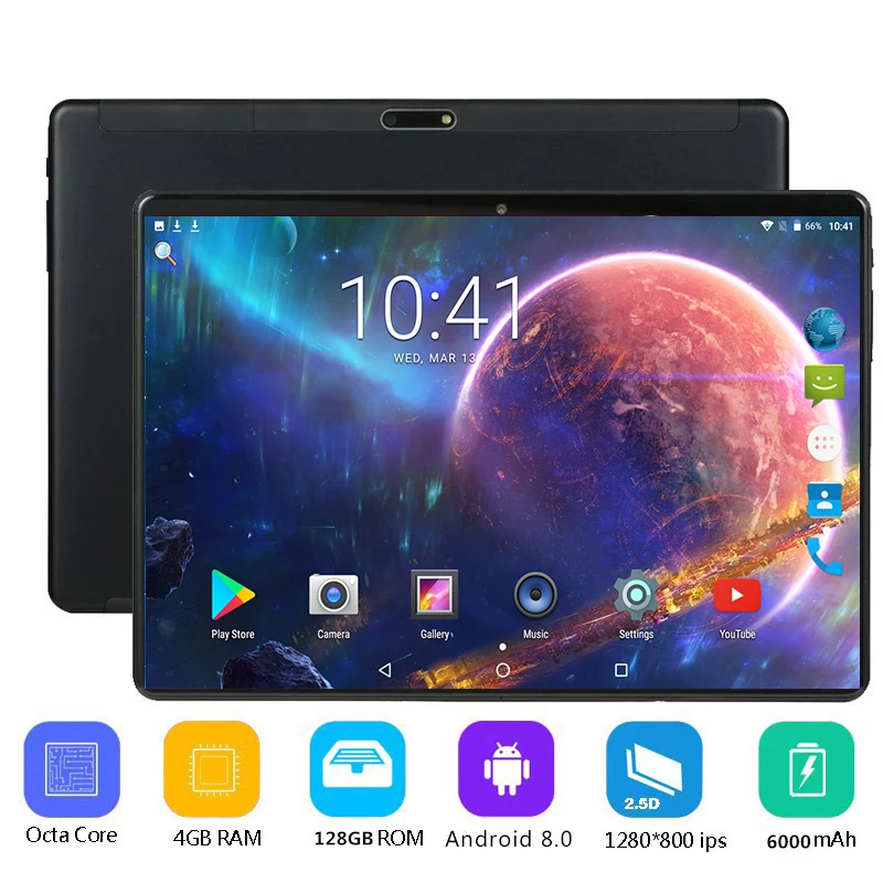 

2022 New 2.5D Glass Screen Android 9.0 OS 10 inch tablet pc Octa Core 6GB RAM 128GB ROM 4G FDD LTE 1280*800 IPS Tablets pc