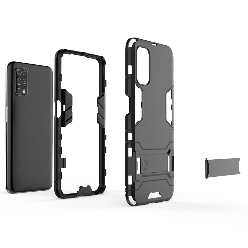 for cover oppo realme q2 case bumper hybrid stand silicone shockproof armor phone case for oppo realme q2 cover for realme q2 free global shipping