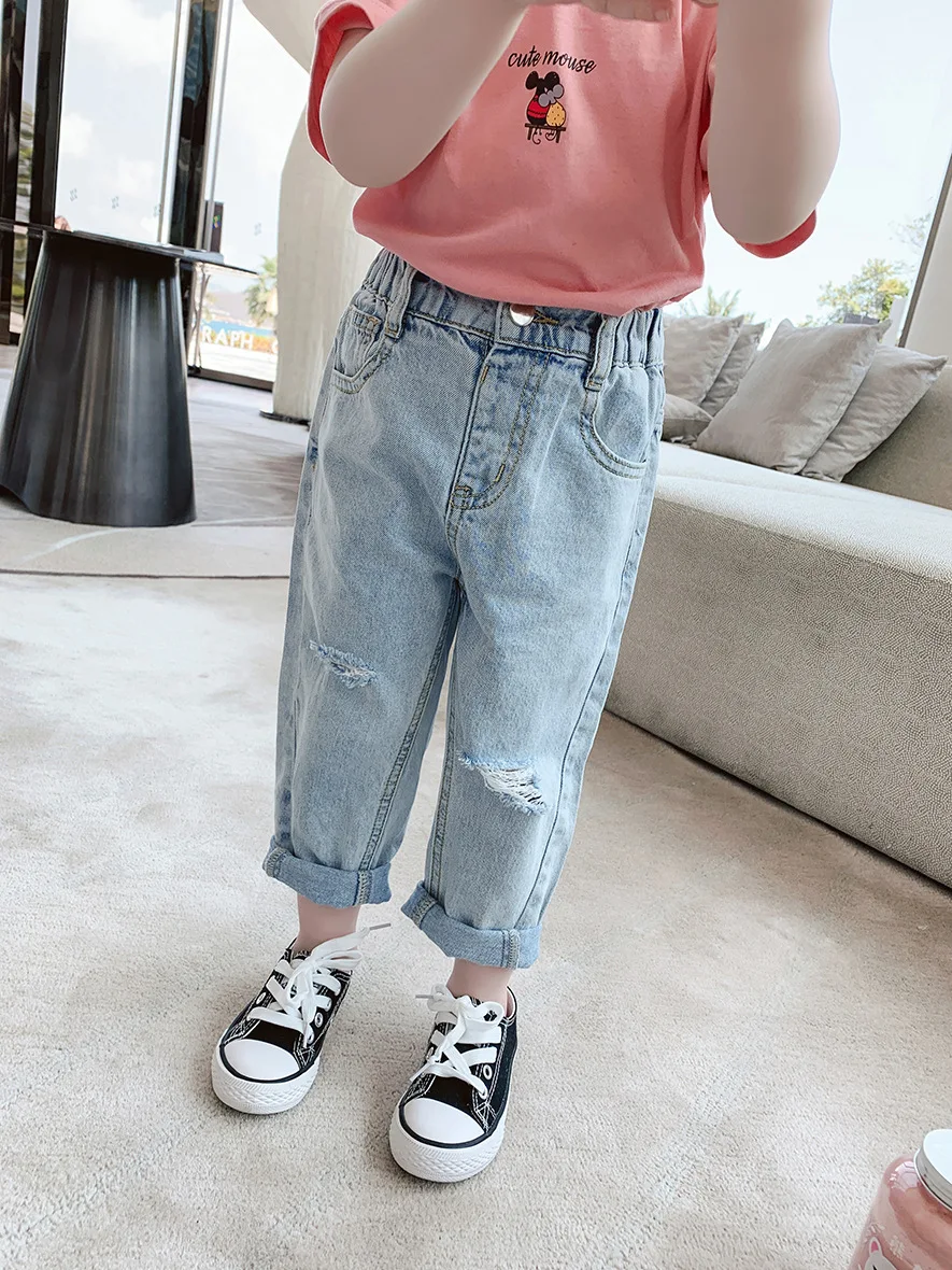 

Kids Ripped Jeans for Kid Boys Jeans Pants Girls Loose Jean Girl Pants Boys Denim Pant Baby Girl Clothes Toddle Boys Clothing