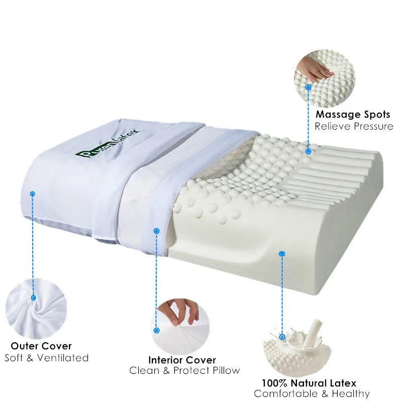 60x40 Таиланд чистый натуральный латекс подушка для коррекции шеи Защита позвонков