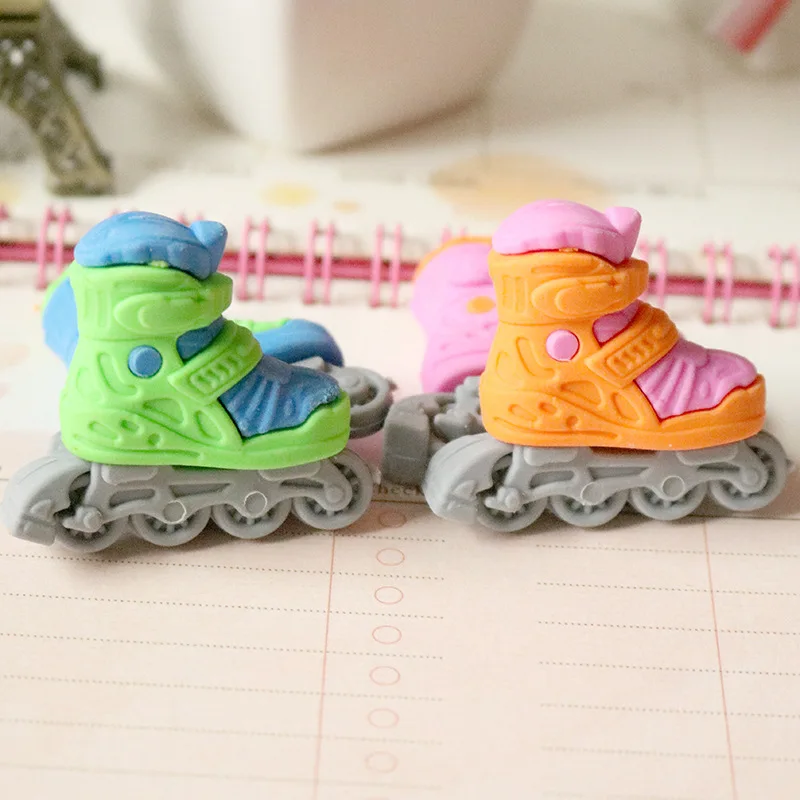 

48 pcs/lot Creative Roller Skates Eraser Cute Rubber Erasers Promotional Gift Stationery office school supplies