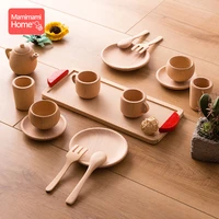 baby wooden montessori toy beech wooden simulation kitchen tableware tea pot tea cups childrens goods toys for toddlers gifts