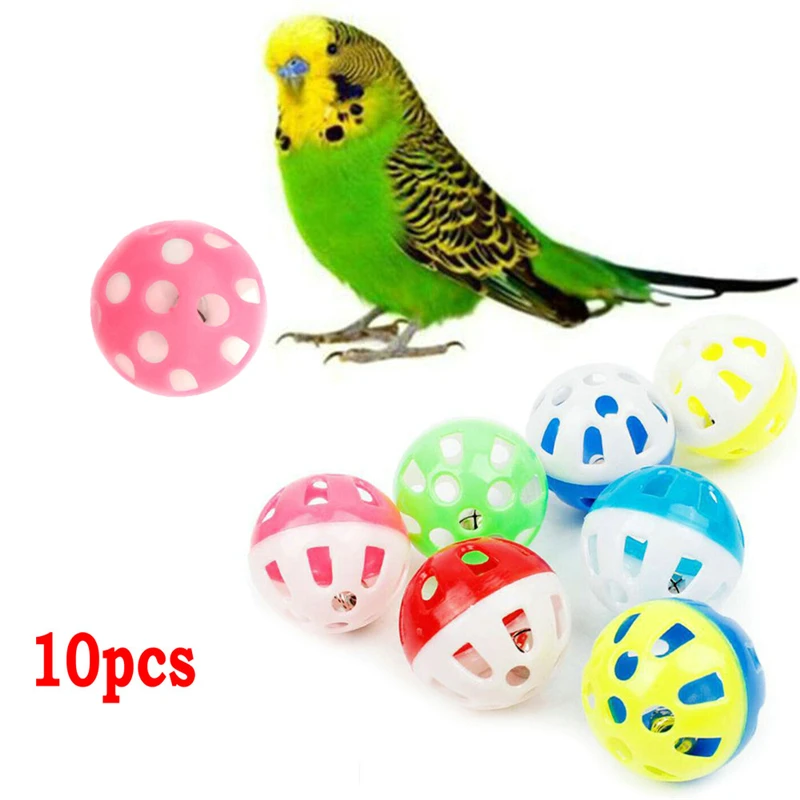 

10Pcs Pet Parrot Toy Colorful Hollow Rolling Bell Ball Bird Toy Parakeet Cockatiel Parrot Chew Cage Fun Toys Pet Parrot Toy