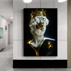 Золотая Эстетическая скульптура Давида с короной, холст, настенные художественные принты, картина, постер, картины для украшения гостиной