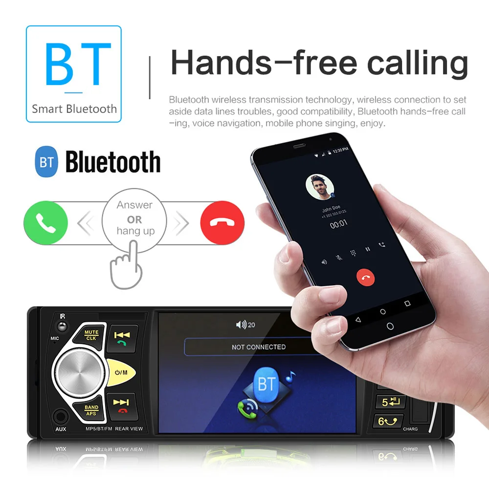 Автомобильный mp3 плеер FM радио Bluetooth свободные руки Авторадио заднего вида 1din