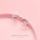 Modian с изображением кошек, серьги со шпилькой, для женщин, для девочек с милым дизайном 925 стерлингового серебра в Корейском стиле, модное ювелирное изделие, серьги-гвоздики