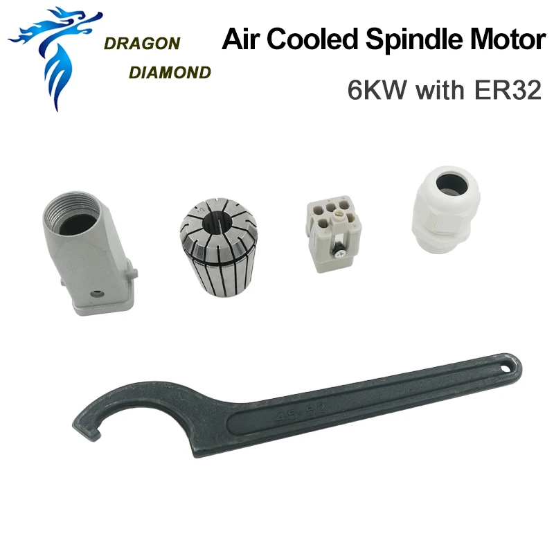 Шпиндель с воздушным охлаждением квадратной формы мотор шпинделя 6 кВт 380 В 18000