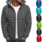 Парка мужская зимняя, однотонная, с капюшоном, из хлопка