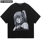 Футболка мужская с коротким рукавом, уличная одежда в стиле Харадзюку, винтажная черная в стиле ретро и японского аниме, лето 2021