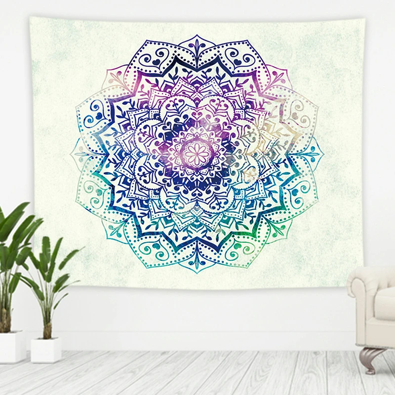 Bohemia Navy Blue Flower Tapestry Vintage Exotic Summer Mandala Frame for Bedroom Photography Wall Decor | Дом и сад