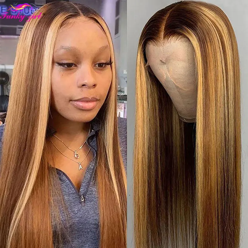 

Парик хайлайтер цветные человеческие волосы парик прямые кружевные передние парики для женщин Бразильский 180% плотный парик на сетке Remy про...