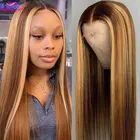 Парик хайлайтер цветные человеческие волосы парик прямые кружевные передние парики для женщин Бразильский 180% плотный парик на сетке Remy прозрачный