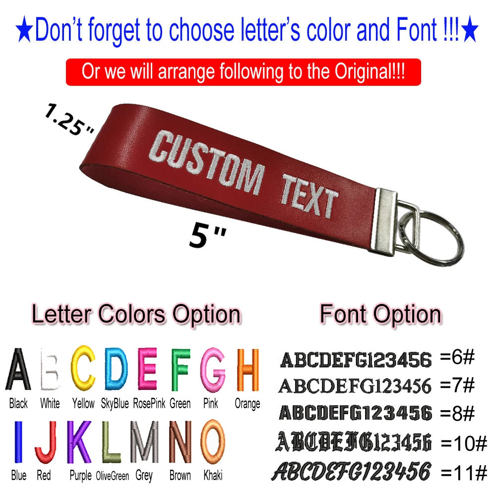 Сделай Сам пользовательская Вышивка PU Кожаный ремешок брелки для женщин сумка