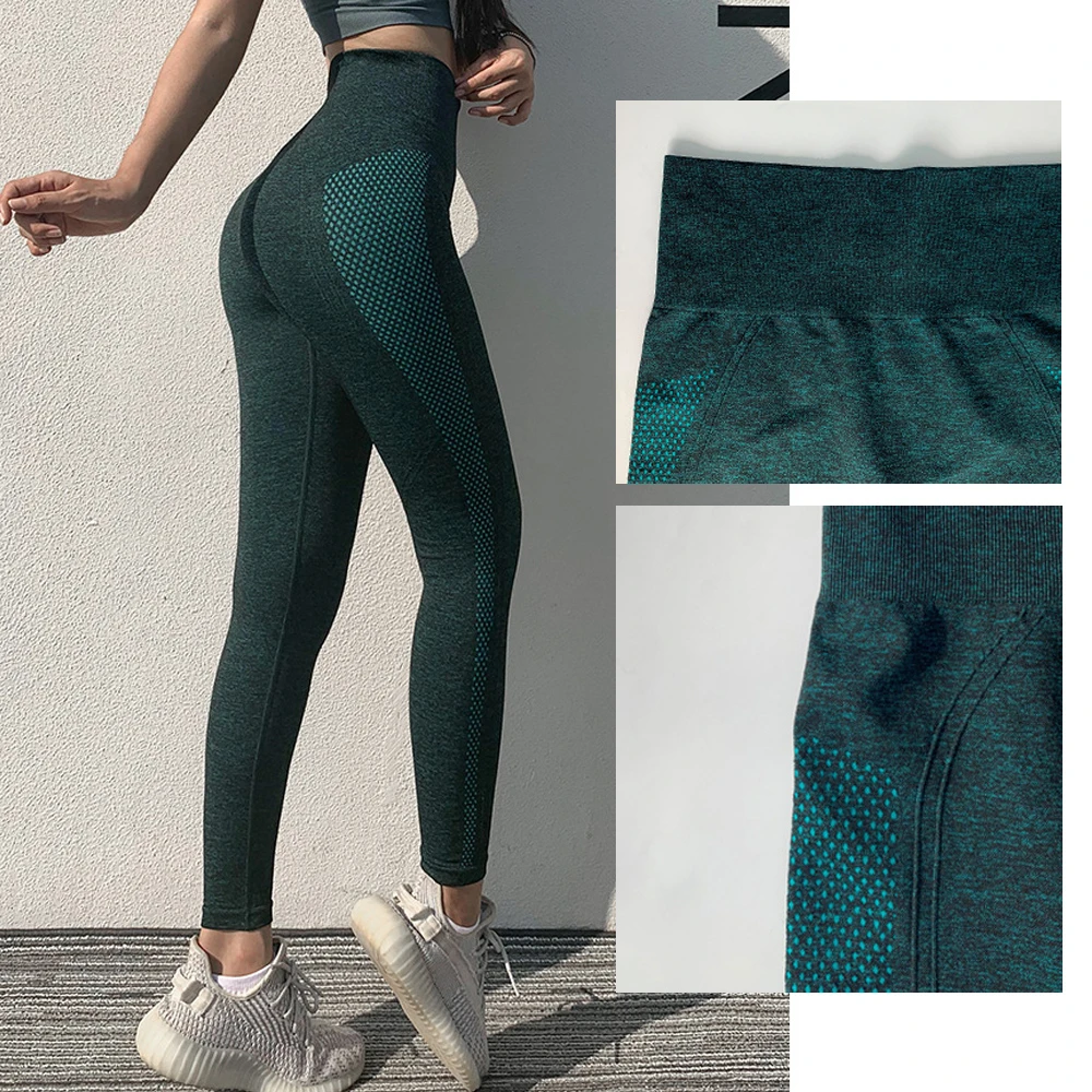 Бесшовные Леггинсы для йоги спортивные женские штаны фитнеса и с высокой талией