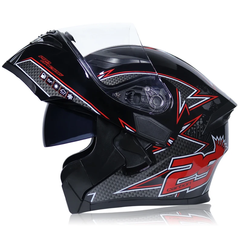 Мотоциклетный откидной шлем JIEKAI 902 зимний защитный в горошек для мотокросса