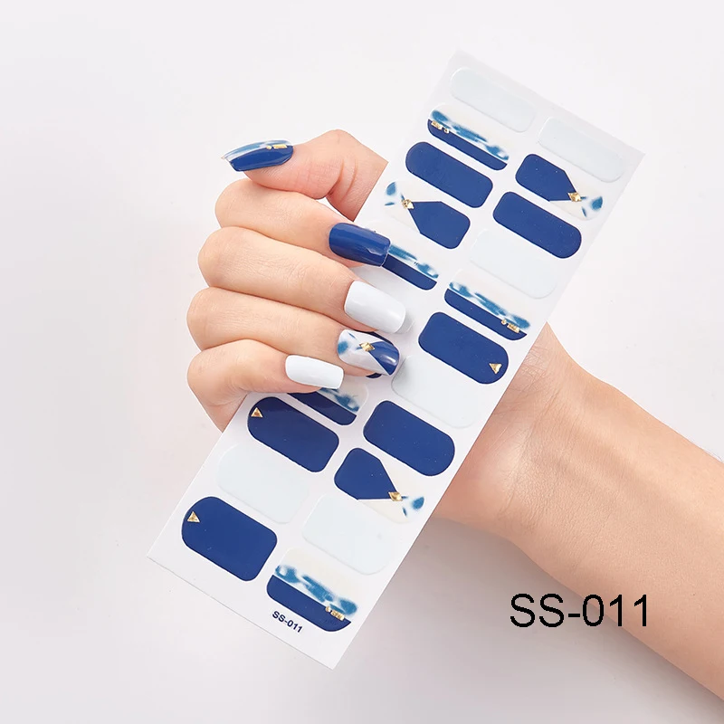 SS-011 22 Типсы 3D блестящие наклейки для ногтей Качество Водонепроницаемый клей полное покрытие лак для ногтей Обертывания Маникюр DIY Дизайн ногтей украшения - Цвет: SS-011