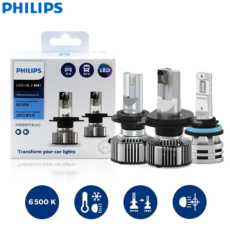 2 шт. Philips H1 H4 H7 H11 9005/9006 9012/HIR2 H8/H11/H16 19 Вт 24W 12V 6500K белый автомобиль мигающие