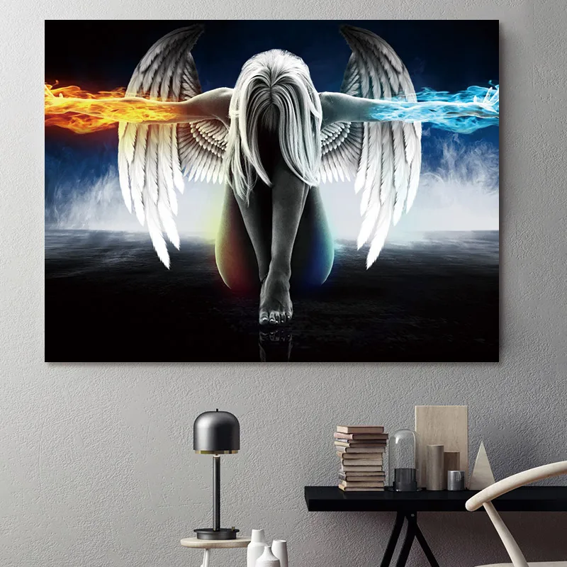 Conisi Скандинавская Картина на холсте Настенная картина принт ангел и демон