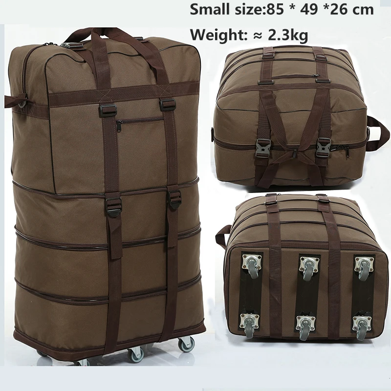 brown Small Складной чехол на колесиках 158, авиационная сумка с колесиком, дорожная сумка, большая вместительность, ткань Оксфорд, для путешествий за границу, сумка для багажа - Цвет: brown Small