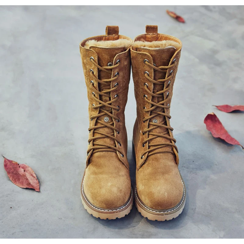 Женские сапоги из натуральной кожи SWYIVY зимняя обувь модные женские до середины