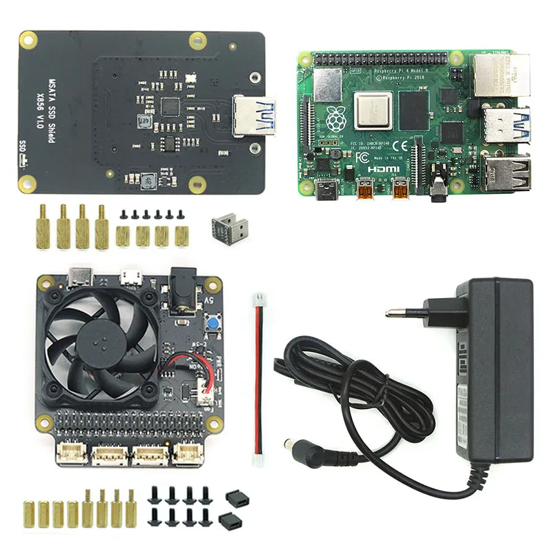 Плата расширения Raspberry Pi 4B + X856 V1.0 mSATA SSD умная плата mgmt X735 с автоматическим