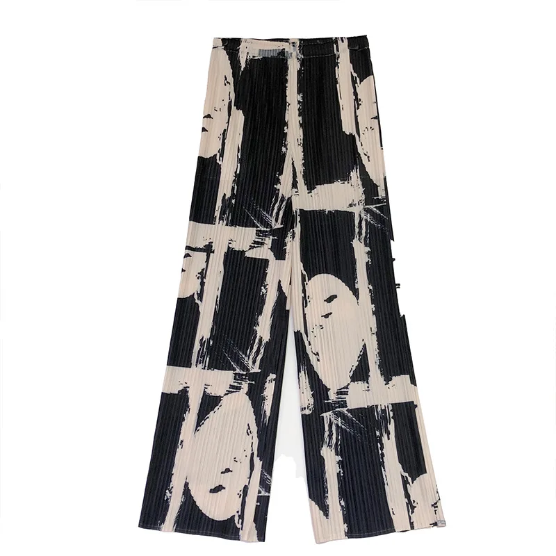 

Miyake Pleated Casual Ladies Pants 2021 Spring/Summer New Women's Commuter Soft and Comfortable Loose Straight Trousers WXa19