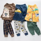 Детские пижамные комплекты, одежда для сна из хлопка для мальчиков, одежда для сна, костюм осень пижамы для девочек и мальчиков пижама с длинными рукавами, футболки + штаны, комплект из 2 предметов, одежда для детей