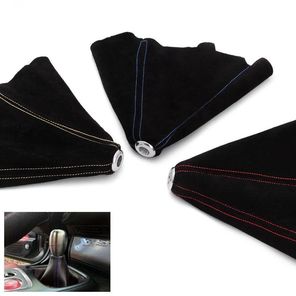 Черный замшевый Кожаный Автомобильный рычаг переключения передач ручной тормоз