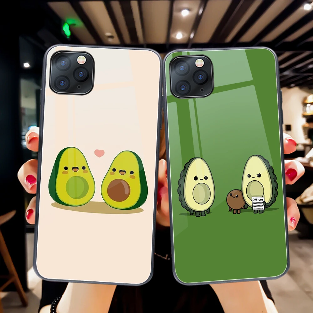 

Avocado Case For iPhone 11 12 Pro Max Mini Cover for iPhone 7 8 6 6S X XR XS Max SE 2020 Plus Tempered Glass Phone Cover Fundas