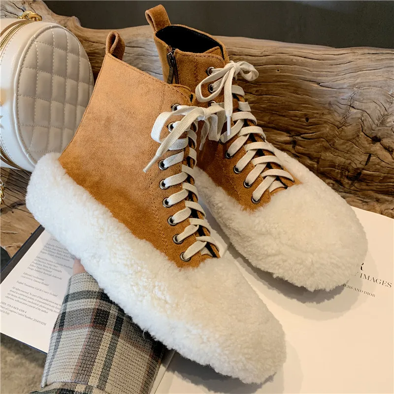 

Mary Janes Women's Mules Shoes Kawaii Cute Girls Flats Furry Wool Warm Female Sneakers Autumn Winter Fashion Casual Ladies Shoes