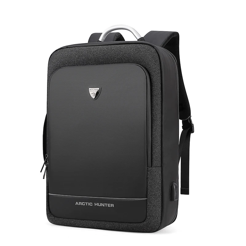 Black ARCTIC HUNTER мужской деловой рюкзак 17 дюймов дорожная сумка для компьютера с usb зарядкой, водонепроницаемый ноутбук Рюкзак Студенческая сумка - Цвет: Black