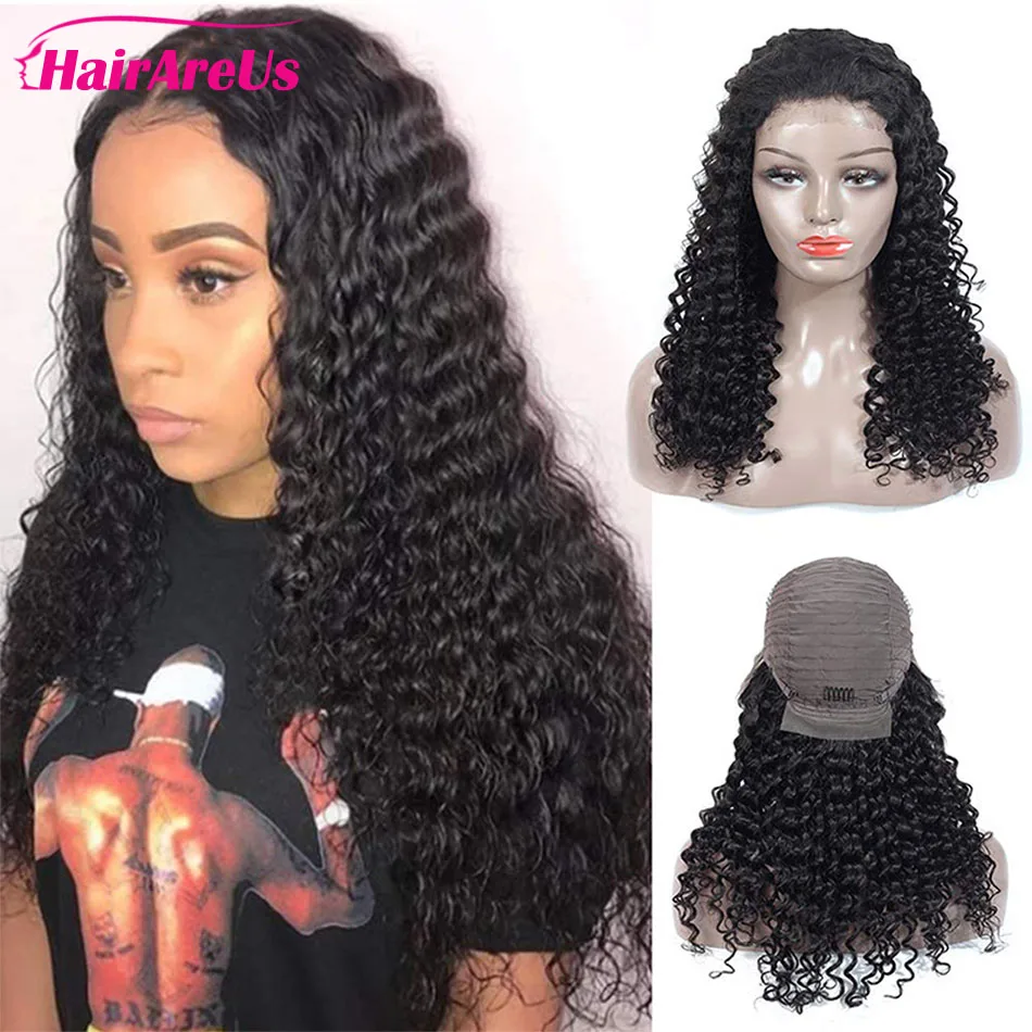 

180% 4x4 Transparent Deep Wave Lace Closure Human Hair Wig Pre Plucked With Baby Hair For Black Women 10-30 Inch Long